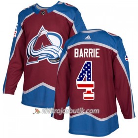 Män Ishockey Colorado Avalanche Tröja Tyson Barrie 4 Adidas 2017-2018 Burgundy Röd USA Flag Fashion Authentic